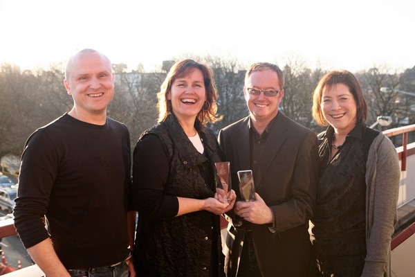 Left - Murray Grossmith, Art Director, TimeZoneOne; Rose Crossland, Communications Manager, Ronald McDonald House South Island, Nigel Foley, General Manager,  TimeZoneOne, Nickie Barlow, CEO, Ronald McDonald House South Island 